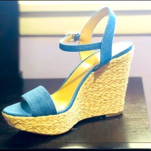 NEVER WORN! Michael Kors Denim Jill Wedge